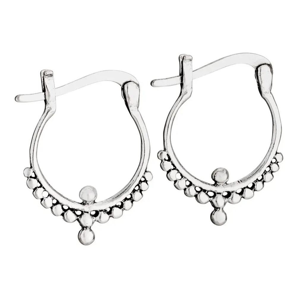 NWT Tiger Mountain Sterling Silver BallRimmed Hinge Hoop Earrings 15mm 5/8 x 3/4
